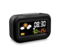 Metronic Réveil Numérique De Voyage À Piles avec Écran LCD Rétroéclairé en Couleur, Horloge 12/24 Heures, Snooze, Calendrier, Météo, Température, Humidité - 477340