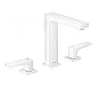 Metropol 160 Mélangeur de lavabo 3 trous poignées manettes, bonde Push-Open, Blanc mat (32515700)