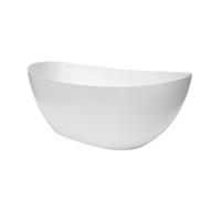 Mette 158x77 cm Baignoire îlot en marbre Coulé 280L, sans pieds, blanc, (SATMET1580)