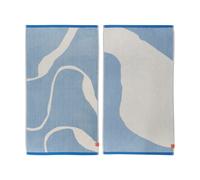 Mette Ditmer Nova Arte serviette 50x90 cm lot de 2 Bleu clair-blanc cassé