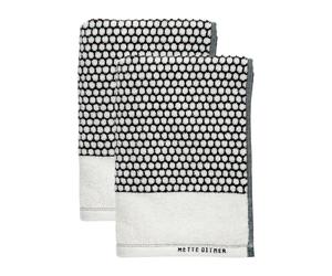Mette Ditmer Serviette d'invité Grid 38x60 cm. lot de 2 Noir-off white