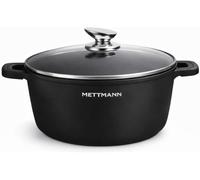 Mettmann Professionnel Marmite Faitout Grande Capacité 36 cm en Fonte d’Aluminium Revêtement Céramique Antiadhésif Effet Pierre Compatible Tous Feux dont Induction Couvercle en Verre Trempé Sans PFOA