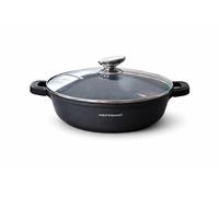 METTMANN PROFESSIONNEL - Sautoir | Sauteuse | Mijoteuse Fonte d'Aluminium - Revêtement Céramique Type Pierre - Couvercle en Verre - Tous Feux dont Induction - Sans PFOA (24 cm)