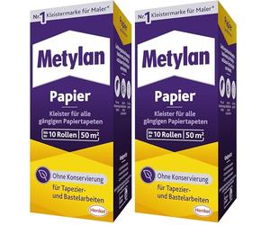 Metylan Colle à Papier Metylan Papier, Colle à Papier Forte pour Papier Peint léger, Normal et Lourd, 1 x 125 g de Colle pour tapisser et bricoler sans conservateurs (Lot de 2)