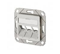 Metz Connect 130B20D31102KE Prise réseau encastrable avec plaque centrale 3 ports Blanc pur RAL 9010
