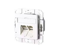 METZ CONNECT E-DAT - Prise à montage encastré - CAT 6a - STP - RJ-45 X 2 - blanc pur, RAL 9010