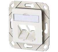 Metz Connect Prise réseau encastré insert avec plaque centrale 2 ports blanc pur (RAL 9010)