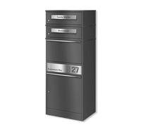 Metzler® boîte à Colis avec Serrure sécurisée et Gravure personnalisée INOX Gris métallisé DB 703 - réception sans Contact - 2 boîtes aux Lettres - Usage extérieur Durable - Bispo 2