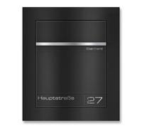 Metzler Boîte aux Lettres encastrable Noir Mat RAL 9005 - Acier thermolaqué avec Plaque en INOX gravé - modèle Design affleurant, étanche, pour Format DIN A4