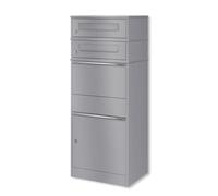 Metzler® boîte Colis sécurisée avec Double boîte aux Lettres et Serrure Cylindre Gris Aluminium - Grand Compartiment pour Paquets volumineux, Montage Sol Facile, Usage multifamilial Bispo