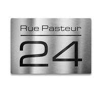 Metzler plaque de numéro de maison en inox - Plaque gravée avec nom de rue, nom et numéro personnalisé - Acier inoxydable V2A - Résistante aux UV - Taille : 160 x 110 mm