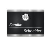 Metzler® sonnette acier inoxydable avec bouton LED et gravure laser personnalisée noir RAL 9005 résistante intempéries IP67 montage encastré durable 11 x 8 cm éclairage multicolore personalisable