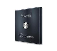 Metzler® sonnette extérieure avec gravure personnalisée et montage en saillie anthracite RAL 7016 inox IP67 durable 100×100 mm design moderne 10 ans de disponibilité des pièces détachées