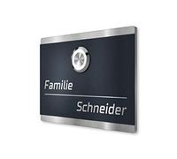 Metzler® Sonnette extérieure INOX avec Bouton LED et Gravure personnalisée Anthracite RAL 7016 - étanche IP67, Massif 3 mm, encastrement Mural Facile - Look Moderne, 10 Ans pièces détachées