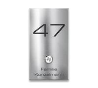 Metzler® sonnette extérieure inox avec bouton LED étanche et plaque nominative personnalisée anthracite RAL7016 visibilité de nuit fixation sur isolant 110 x 200 mm 10 ans de pièces Caesar4