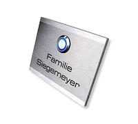 Metzler® sonnette extérieure inox avec gravure personnalisée et LED IP67 encastrable ou en saillie 110x80 mm visible jour/nuit bouton poussoir éclairé 10 ans de pièces disponibles façade moderne
