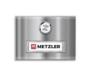 Metzler® sonnette extérieure inox avec LED et plaque nom interchangeable Inox résistante IP67 faible conso facile à installer design compact 10 ans de disponibilité des pièces détachées