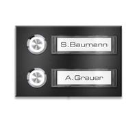 Metzler® sonnette multifamiliale avec bouton LED étanche IP67 et plaque nominative interchangeable noir RAL 9005 - montage saillie inox brossé durable - entretien facile - pièces 10 ans