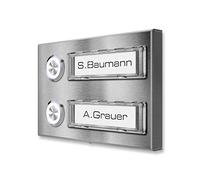 Metzler® sonnette multifamiliale inox avec plaque nominative interchangeable et bouton LED IP67 Inox - montage mural rapide - 10 ans de pièces détachées - usage extérieur résidentiel