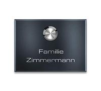 Metzler® sonnette sans fil avec bouton étanche IP67 et plaque personnalisable en inox anthracite RAL 7016 - portée 150 m, montage facile, compacte lumineuse - 10 ans de pièces détachées