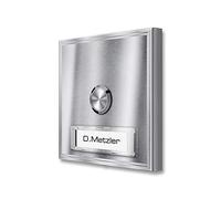 Metzler® sonnette sans fil extérieure avec plaque nominative interchangeable et LED Inox brossé portée 200 m installation facile design plat robuste 10 ans de disponibilité des pièces détachées