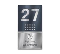 Metzler® sonnette sans fil extérieure avec plaque personnalisable et bouton IP67 anthracite RAL 7016 portée 200 m fixation facile design inox V2A 10 ans de pièces durable moderne