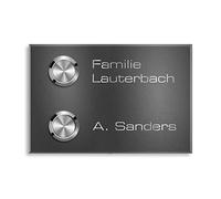 Metzler® sonnette sans fil longue portée avec bouton LED et plaque personnalisable couleur micacé fer DB 703 étanche IP67 en inox V2A | installation facile | 10 ans pièces détachées