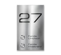 Metzler Sonnette sans fil pour immeuble en inox - Sonnette double sans câble avec gravure personnalisée - Longue portée - Montage en saillie - Taille : 12 x 20 cm