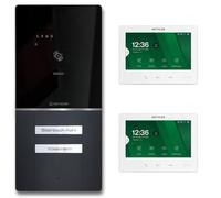 Metzler XDM10 Kit complet d'interphone vidéo avec plaque nominative interchangeable pour 2 maisons familiales | Interphone vidéo avec connexion bus à 2 fils | RAL 7016 anthracite | Application pour