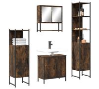 Meuble 4 pcs. ensemble de meubles de salle de bain chêne fumé bois composite - salle de bain 3214712