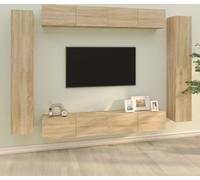 Meuble 8 pcs. Set d'armoires TV Chêne Sonoma Matériau dérivé du bois - Armoires TV 3114296