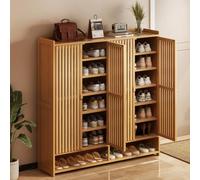 Meuble a Chaussure avec 2/3/4 Portes Abattantes Respirante Armoire à Chaussures Étroite à 7/8 Niveaux Étagères Réglables Armoire de Rangement Chaussures pour Entrée Couloir Séjour A,120*33*99CM