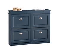 SoBuy Meuble à chaussures FSR79-B – 4 abattants, tiroir & crochets, 16 paires, Bleu, 104x24x83 cm