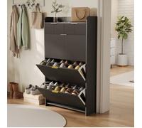 Meuble a Chaussure-YLSZHYR,Meubles pour Entrée,Armoire a Chaussures avec 3 Abattants et 2 Tiroirs,Noir
