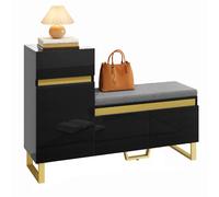 Meuble à chaussures 120/35/85 cm noir aus MDF avec banc rembourré