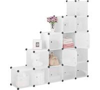 Meuble à chaussures 15 cubes - Étagère DIY blanche - Meuble à chaussures modulaire avec portes - Séparateur de pièce flexible - Étagère à chaussures et meuble de rangement - Pour l'entrée, la chambre