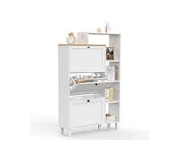 IDMARKET Meuble à chaussures 18 paires ACHILLE 3 portes blanc et plateau bois avec étagère