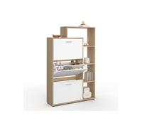 Meuble à chaussures 18 paires KLARK imitation hêtre 3 portes blanches avec étagère