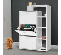 Meuble À Chaussures 3 Portes Avec Étagère Blanc