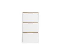 Meuble à chaussures 3 portes finition blanc laqué brillant L68 cm KIRK