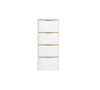 Meuble à chaussures 4 portes finition blanc laqué brillant L68 cm KIRK
