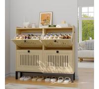 Meuble à Chaussures à 4 Tiroirs Rabattables Avec étagères Réglables, Rangement à Chaussures Dissimulé De Grande Capacité, Armoires à Chaussures En Bois Indépendant Pour l'Entrée, Couloir Ou Salon