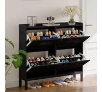 Meuble à Chaussures à 4 Tiroirs Rabattables Avec étagères Réglables, Rangement à Chaussures Dissimulé De Grande Capacité, Armoires à Chaussures En Bois Indépendant Pour l'Entrée, Couloir Ou Salon