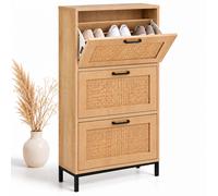 Meuble à chaussures à abattants, rangement, commode, rotin étroit