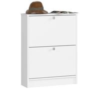 Meuble à chaussures AKORD Blanc 60 cm 2 portes façade Blanche 2 étagères 60x20x80 cm