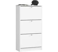 Meuble à chaussures AKORD Blanc 60 cm 3 portes façade Blanche 3 étagères 60x28,5x113 cm Blanc G