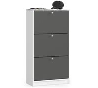 Akord Armoire À Chaussures 3 Portes Basculantes Blanc/Gris Graphite 60X29X113
