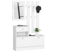 AKORD Ensemble Armoire 2 Parties | Banc Meuble Chaussure avec Cintre et Tiroir | L90 x H70 x P25 cm et Armoire Murale avec Miroir L90 x H100 cm Poids 39 kg | Commode Rangement Chaussures