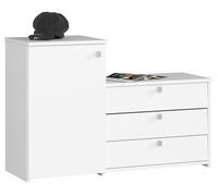 Meuble à chaussures AKORD Blanc 98,4 cm 4 portes façade Blanche 5 étagères 98,4x33x68 cm