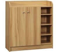 Meuble de rangement à chaussures pour entrée HOMCOM avec 4 compartiments ouverts et placard double porte - étagère réglable marron